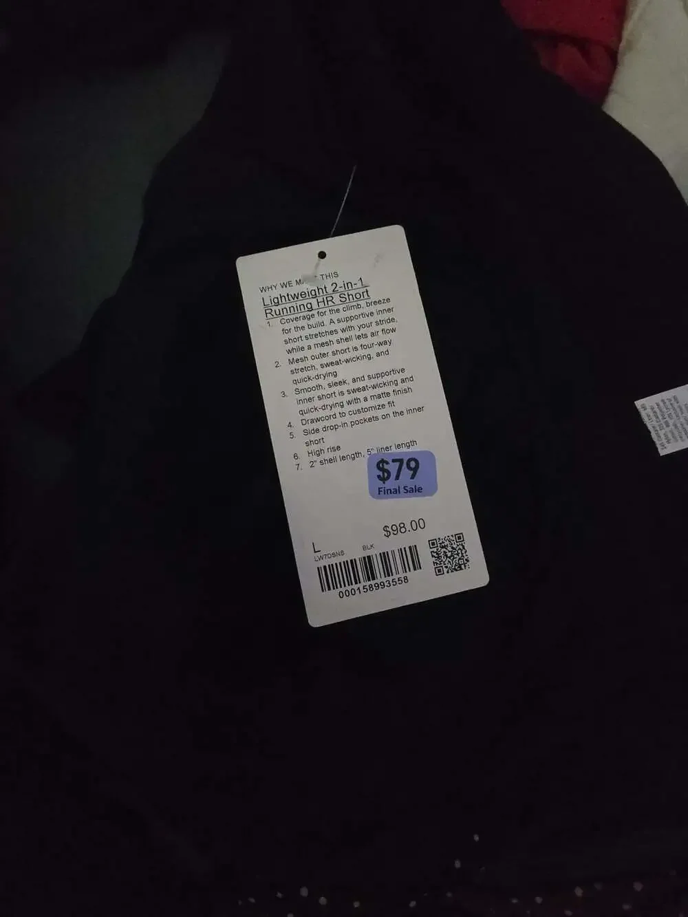 Lululemon 2-in-1 Running High-Rise Short Black sz LARGE